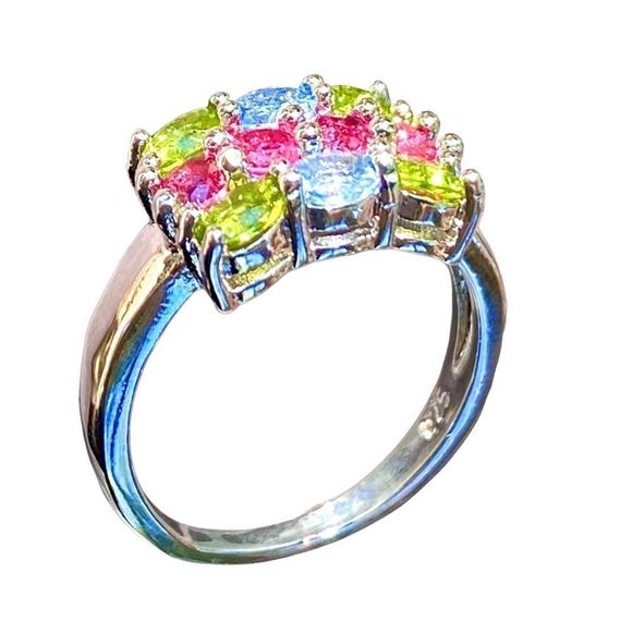 Handmade Jewelry - Peridot, Topaz & Tourmaline in a 925 SS Filled Ring (6)